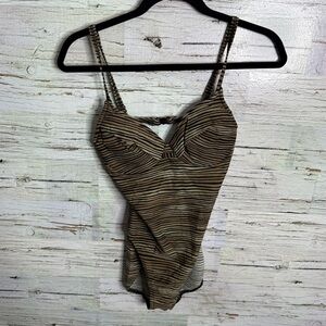 Christina Aquabra one piece swimsuit size 12 cheetah animal brown